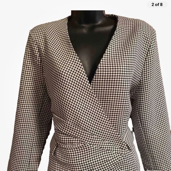 NWT Jason Wu Houndstooth Blazer Wrap Dress - Large ($375 Orig) - Picture 2 of 6